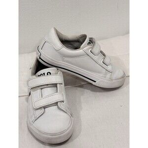 Polo Ralph Lauren Kids White Sneakers Strap Pony Logo Size 9 Toddler